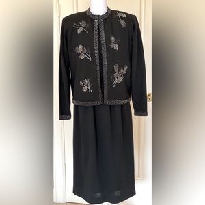 Cocktail Dress by Ciao. Two piece set. Black shortsleeved dress, beaded jacket.